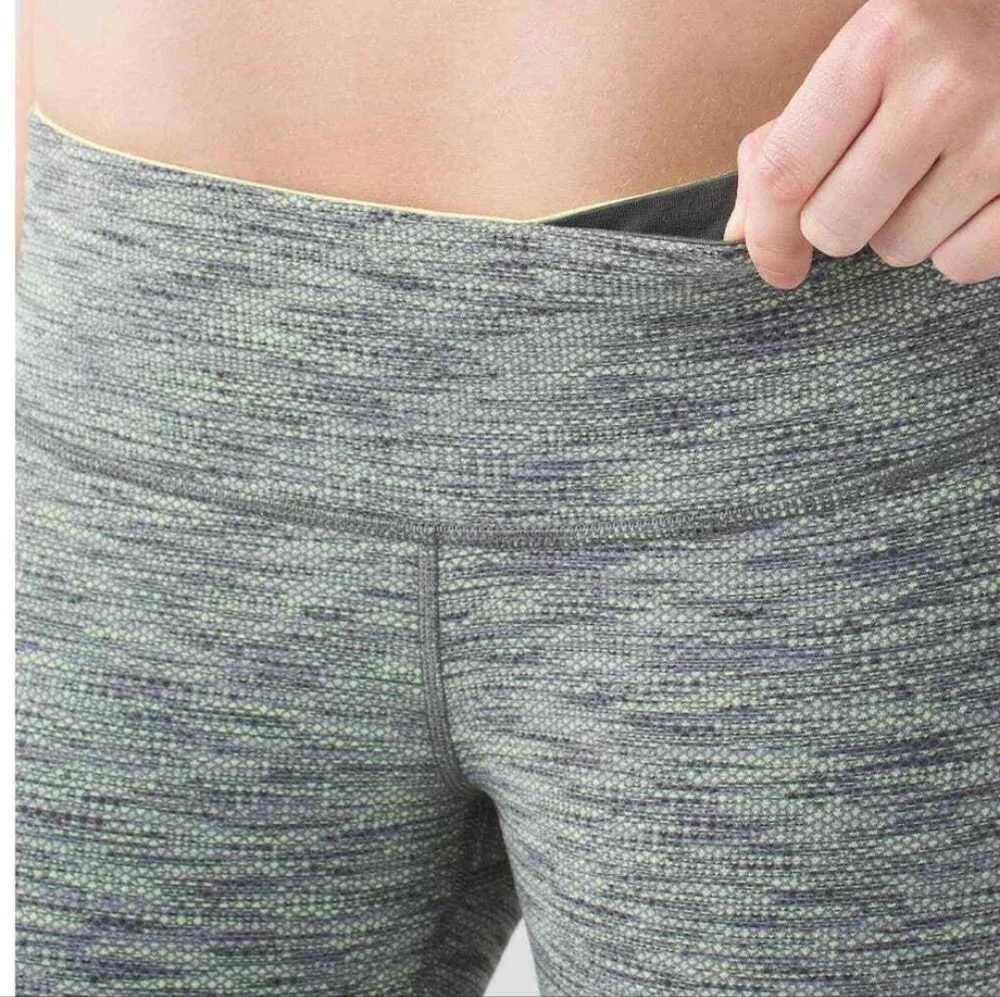 EUC 💎 Lululemon Wunder Under Crop Leggings 4 Green Space Dye Mid Rise SIZE 4 - Picture 3 of 8